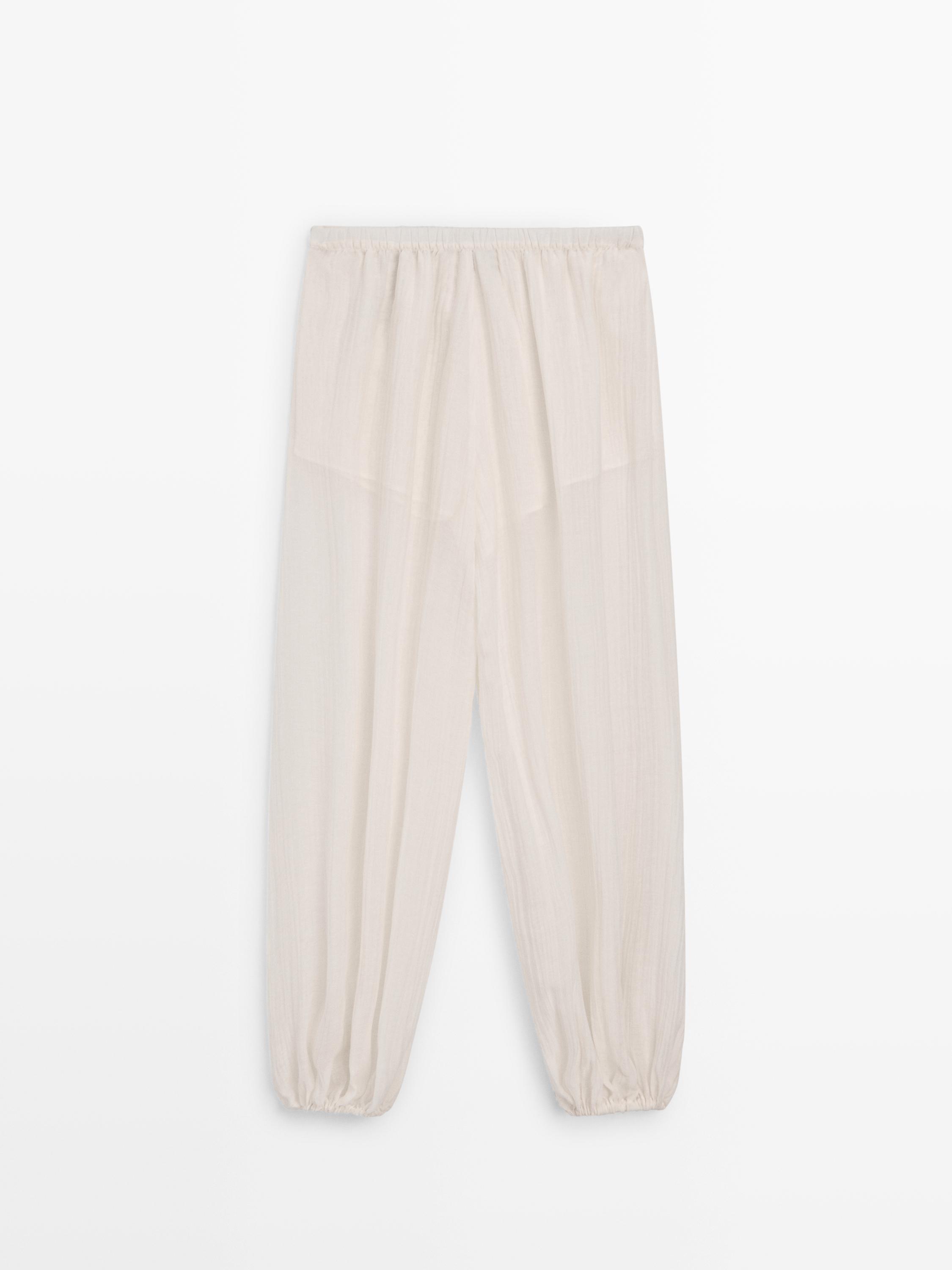 Flowing sarouel trousers with pleated detail